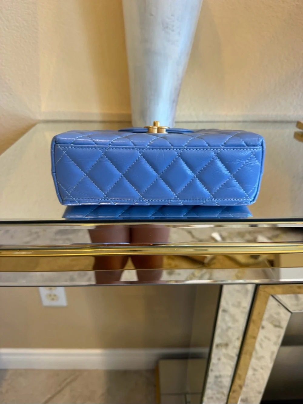 Chanel Blue Quilted Top-Handle Mini Bag 25c calfskin Kelly ghw